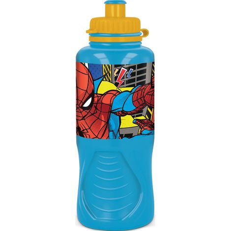 Marvel Borraccia azzurra per bambini in plastica Spiderman Uomo Ragno 400 ml con chiusura antigoccia e banda antiscivolo (1/4)