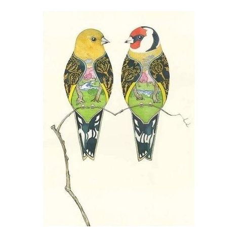 Tarjeta A042 B6 + sobre Pájaros Jilgueros