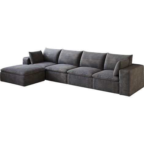 ELVMI Divano modulare in tessuto con seduta in schiuma, design regolabile e senza struttura in legno, Grigio scuro (1/4)