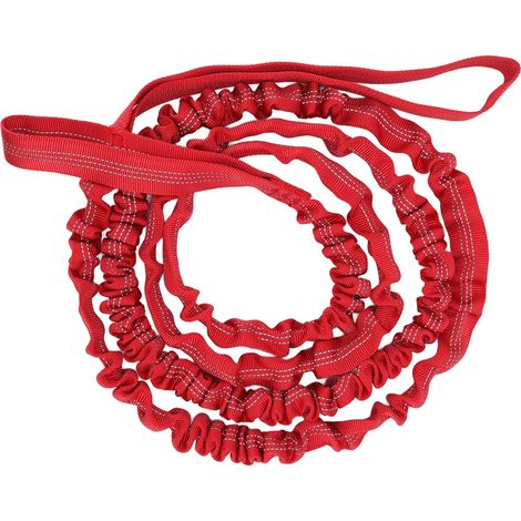 Barre de remorquage pour vélo en nylon extensible, longueur naturelle 2,7 m, corde de remorquage portable pour vélo, course et marche, rouge (1/5)