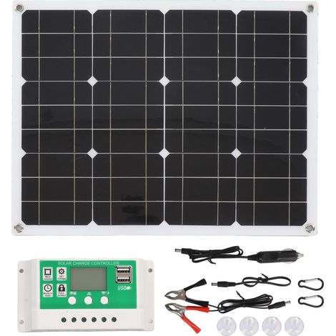 Panneau solaire monocristallin 40W 18V avec contrôleur 100A, étanche IP65, haute efficacité pour Camping randonnée. (1/5)