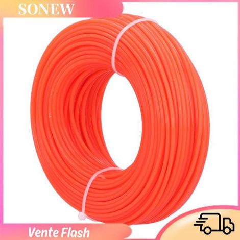 Sonew Cordon à corde de tondeuse Cordon en Nylon de Ligne de -bordure Rond de 50 M de 2,4 Mm, Remplacement de piscine mesure (1/5)