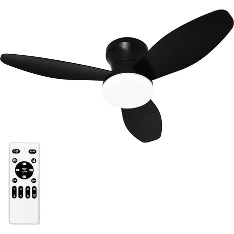 Plafonnier Ventilateur 88 cm avec Lumière LED, Silencieux, Télécommande et Réglage Couleur, Ventilateur de Plafond Moderne pour Chambre et Salle à Manger(Noir)