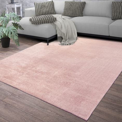 Wohnzimmer Kurzflor Einfarbig Modernes Design Waschbar 60 cm x 100 cm x 14 mm Rosa Rechteckig (1/5)