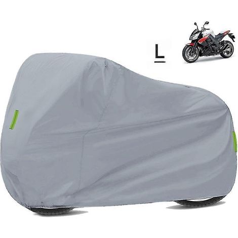 Universelle, wasserdichte Motorradabdeckung mit UV-Schutz, Regenschutz gegen Staub, 210D, passend für Honda, Suzuki, Kawasaki, Yamaha und BMW – Silber L