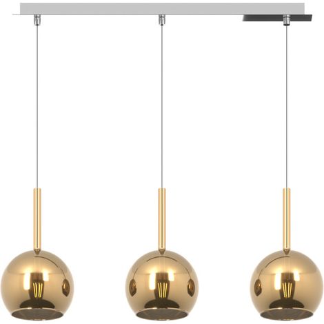 Lampadario Rettangolare Contemporanea Future Metallo Cromo Vetro Oro 3 Luci E27 (1/3)