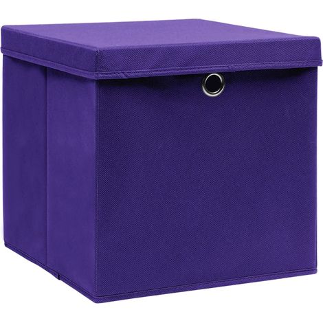Boîtes de rangement,Coffre de rangement avec couvercles 10 pcs 28x28x28 cm Violet CFW432671 (1/5)