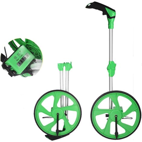 Roue de mesure numérique avec grand écran, portée de 9999,99 m et précision ± 0,5 %, pneu robuste de 320 mm, design pliable pour arpentage de la construction (vert)