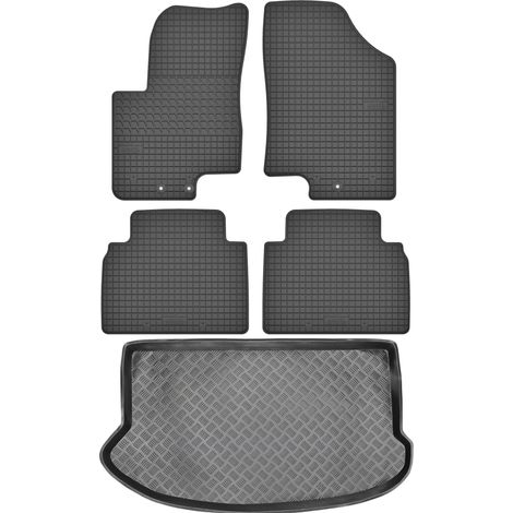 Set di tappetini in gomma per auto e tappetino per bagagliaio per Hyundai ix20 Minivan dal 2010 al 2018.