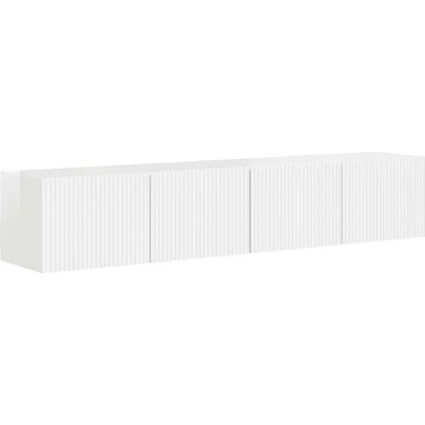Lot de 2 meubles TV muraux modernes rangement pratique 78,5 x 31 x 29,5 cm en bois d'ingénierie blanc brillant (1/5)