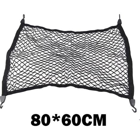 80x60cm Universel Voiture Filet De Coffre Élastique Bagage Rangement Filet Charge Avec crochets