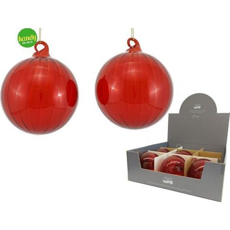 Sfera natalizia Handy ø10cm rosso vetro