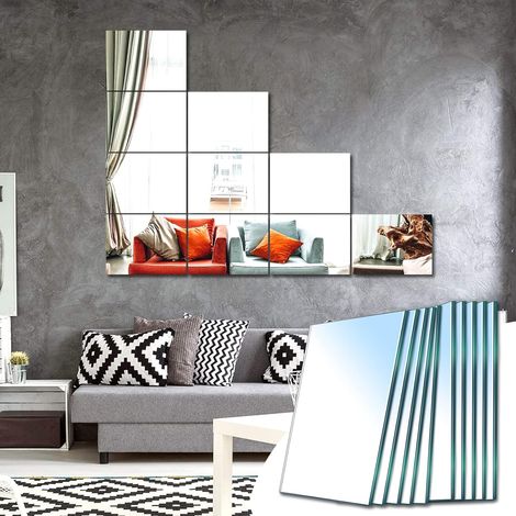 MINKUROW Espejo De Pared Vidrio Adhesivo Rectangular Decorativo Autoadhesivo Espejo Decoración Del Hogar Para Dormitorio Sala De Estar Puerta (Pulido Fino, 15x23cm, 10 Piezas) (1/5)