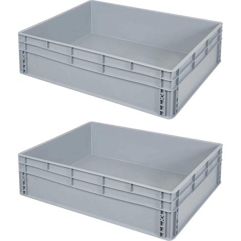 BRB 2 Eurobehälter mit 2 Griffleisten, LxBxH 800x600x220 mm, grau
