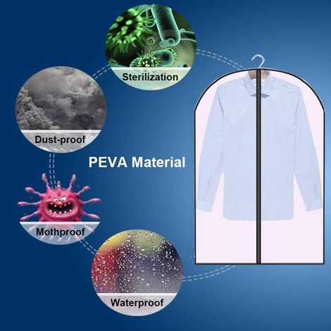 Lot de 3 - Housses De Vêtements - Anti Poussière Etanche Mite Humidité - Housses De Protection Zip Semi Transparentes Pour Chemise Costumes/manteaux (1/5)