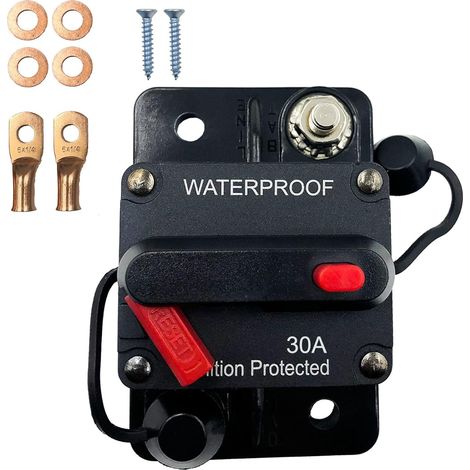 Disjoncteur de Voiture 12 V-48 V avec Porte-Fusible à Réinitialisation Manuelle for Car Marine Trolling Motors Boat ATV Audio Solar Inverter System Protection 30A (1/5)