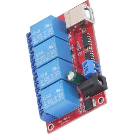 4-Kanal-USB-Relaismodul, treiberlose PC-Steuerung, 12-V-DC-Relaisplatine für SPS, 3 Betriebsmodi, Computersteuerung (1/5)