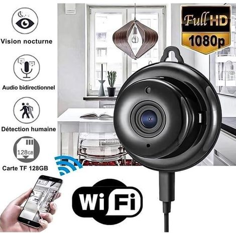 Mini caméra IP wifi H30 HD 1080P avec capteur de mouvement, enregistreur audio et vidéo, vision nocturne infrarouge, DVR + Carte 128 (1/4)