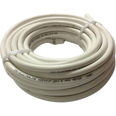 Electraline cable eléctrico blanco 50 metros 2 x 1,5 mm²