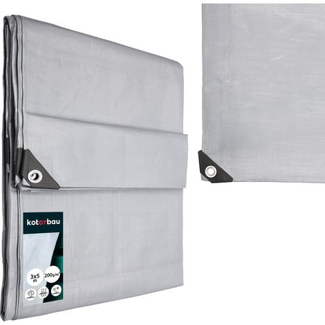 KOTARBAU® Bâche de Protection Extérieur - 3 x 5 m - Argenté - 160 g/m² - Polyéthylène - Bâche Anti UV - Bache Remorque - Bache Impermeable Exterieu