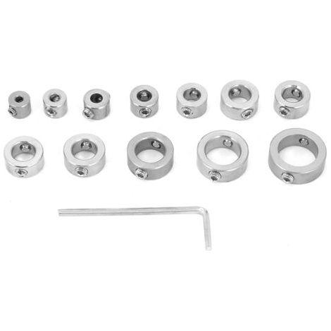 DEESSE SHOP-Ensemble d'arrêt de forage, 12pcs 3-16mm Perceuse en acier inoxydable Bit d'arrêt de profondeur Anneau de limite de perçage avec Hex Wrenche pour resserrer le jeu d'arrêts (1/5)
