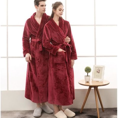 1PCS Peignoir de Bain pour Femme et Homme avec tailleXL Vin rouge (1/3)