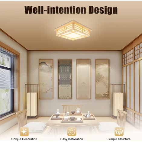 YISSALE-Japanische flache Einbau-Deckenleuchte - LED-Deckenlampe mit großer Ausleuchtung (ca. 10–12 m²), geeignet für Küche, Wohnzimmer, Schlafzimmer, Flur, Hotel, Restaurant und mehr (1/5)