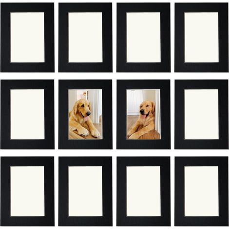 Cadre Photo 10 x 15 cm,Lot de 12 Cadre pour Collage Photos Décoration Mural,Cadres en Carton,Livré Avec un Film Plastique Transparent,Noir,Installation Autocollante,Aans Clous Nécessaires (1/5)