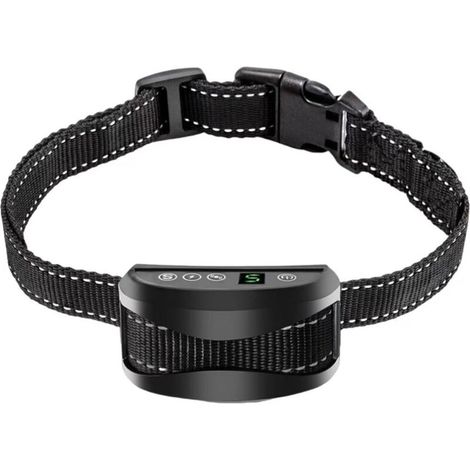Anti-bark Dog Collar - 3 Electric Shock/Vibration/Sensitivity Modes - Automatic Harmless Training Aid - IP65 - Rechargeable Battery - Reflective Strap - Adjustable for Small Large (1/4)