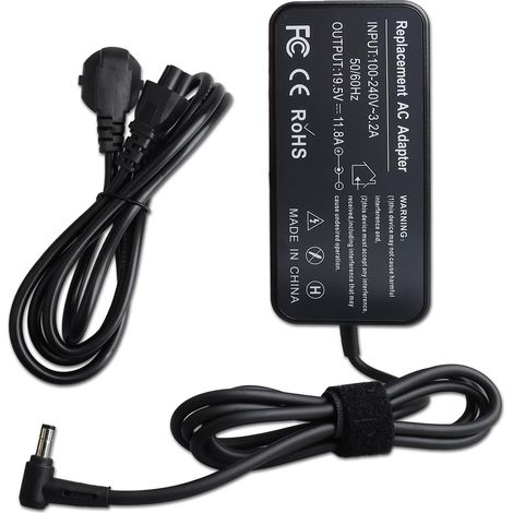 Chargeur pour Ordinateur Portable 230 W 19,5 V 11,8 A Compatible avec ASUS ROG Gaming G75 G750 G751 G752 GL502 G55 G70, Strix, Vivobook Q550 X550, ADP-230HB D FA230PM111, 5,5 x 2,5 mm (1/5)