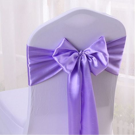 25PC Rubans en Satin Housse de Chaise Noeud Rubans nœuds de Mariage décoration de Ceremonie Fête événement Anniversaire 17 x 275cm 20 Colours-Lavande (1/5)