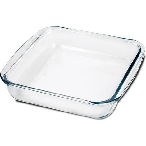 Plat à four carré, moule de cuisson en verre, capacité 1.1 L - Longueur 20.5 x Profondeur 18.2 x Hauteur 5 cm -JUANIO