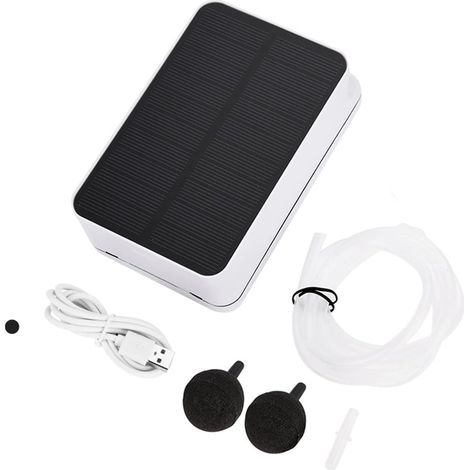 Pompe à air Solaire Bassin, oxygénateur énergie Solaire, Panneau Pliable, Rechargeable USB, Pompe air (1/5)