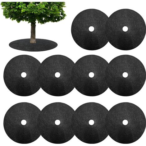 Confezione da 10 tappetini barriera anti-erbacce da 32 cm per alberi, fiori e paesaggistica (1/5)