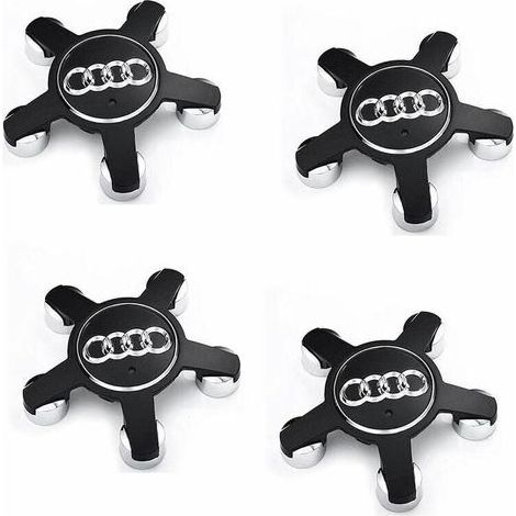 Debuns – Jeu de 4 caches-moyeux pour Audi – Enjoliveurs 135 mm – ABS noir – Installation facile sur moyeux de roue - 4f0601165