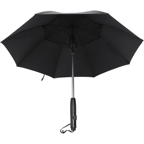 Ortviai Parasol Électrique avec Ventilateur et Pulvérisation d'Eau, Toile Vinyle 190T UV50+, Poignée Longue, Noir (1/5)