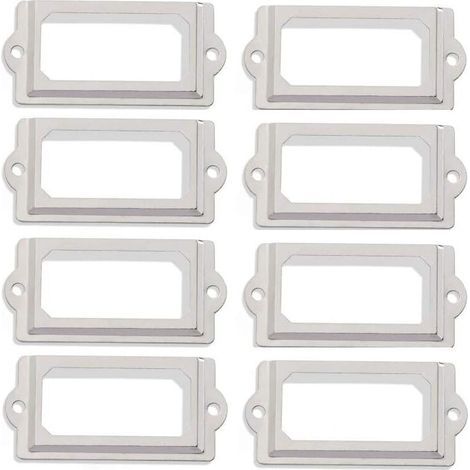 BUNTHAUS Lot de 50 porte-étiquettes 60 x 17 mm en métal nickel blanc vintage pour tiroir de bibliothèque (1/5)