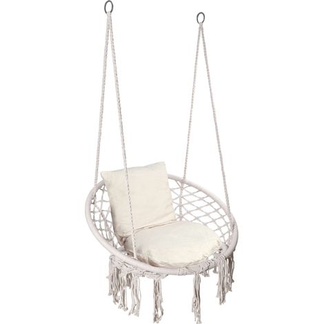 Silla colgante Stork's Nest con cojines color crema (1/5)