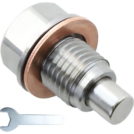 Bouchon de vidange magnétique en acier inoxydable M14 x 1,5 mm avec clé, adapté aux véhicules Honda, Acura, Ford, GM, Mazda, Hyundai, Kia, etc. (1/5)