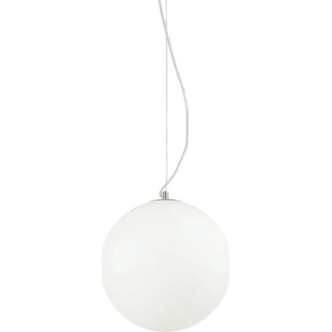 Ideal Lux Mapa Bianco - Lámpara colgante de techo de 1 globo mediano, blanca, E27