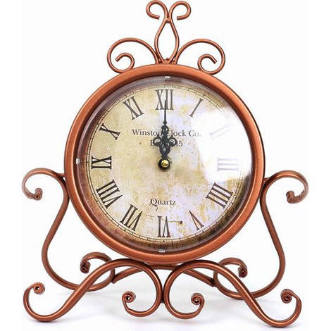 royaluxe - Horloge murale en fer maison chambre horloge silencieuse horloge de personnalité , horloge de table en bronze , 24,5 5 27,5 cm (1/2)