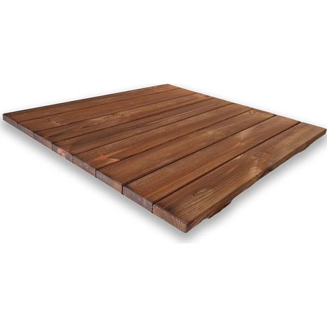 Pedana Doccia Antiscivolo 70x70 cm in Legno di Pino, Marrone Teak (1/5)
