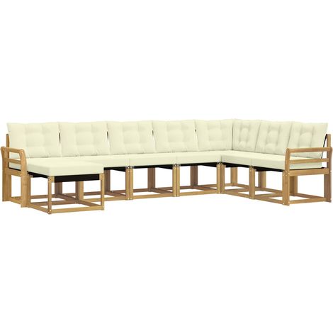 Set di divani da esterno 8 pz Bianco e Crema vidaXL (1/5)