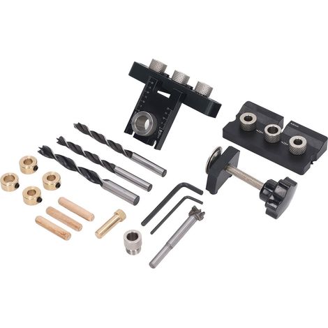 Gabarit de perçage pour chevilles en alliage d'aluminium avec guide de profondeur réglable, kit de perçage pour bois (1/5)