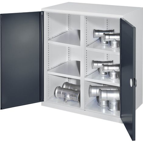 Kappes Schwerlast-Beistellschränke mit Mitteltrennwand 1110x1000x600mm Doppelwandtüren Modell 76 anthrazitgrau