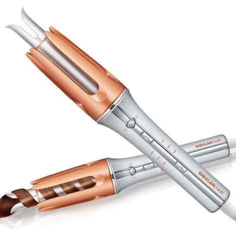 SHEGLAM It-Curl Automatic Curling Wand Ceramic Coating, 3 Temperature Levels (170-210°C), Instant Curl Winder (Orange, 25mm) (1/5)