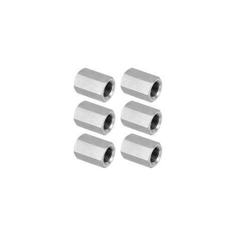 Ecrou Long M10 x 1 de Pas Écrou Hexagonal en Acier Inoxydable 304, 6Pcs 20mm/ 0.8" Longueur Raccords de Tige Filetés Avec Écrou de Serrage, Ton Argent (1/5)