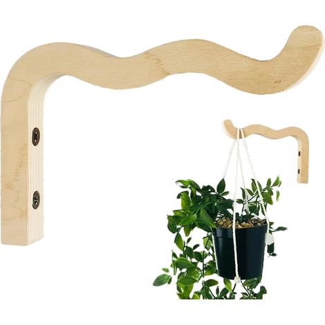 Gancho de madera para soporte de plantas de pared, soporte colgante para macetas, linternas, campanas de viento, decoración interior y exterior (1/5)