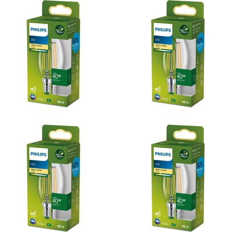 Philips Pack avantagé E14 Ampoule Bougie Transparente 40W Non Dimmable Lumière blanche chaude - 4 pièces (1/3)
