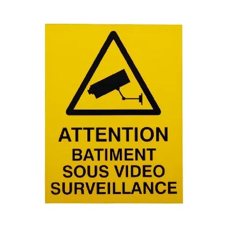Autocollant / adhésif vitre 'ATTENTION BÂTIMENT SOUS VIDÉOSURVEILLANCE' (10 x 13 cm)